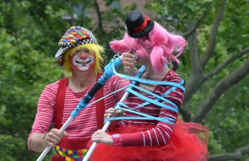 The colorful clown duo